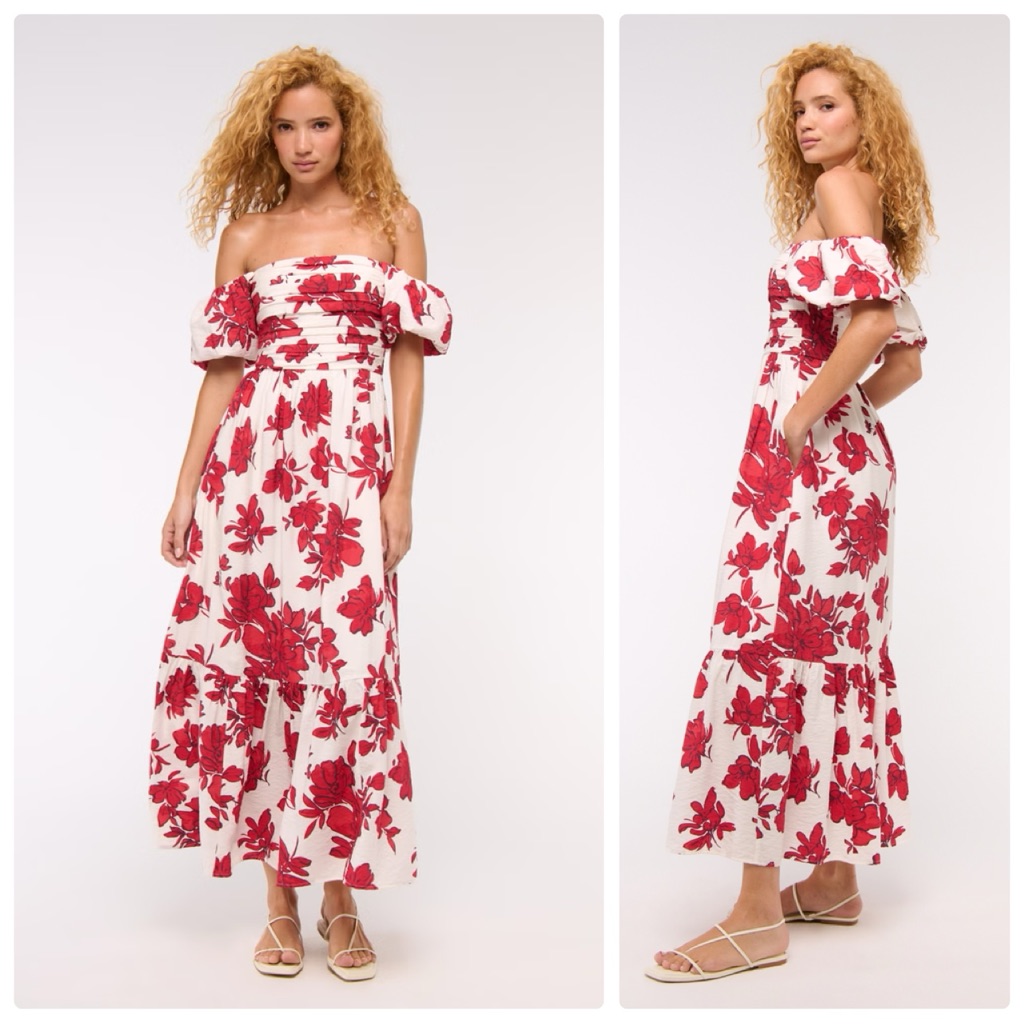 Abercrombie & Fitch Red Floral Midi Dress